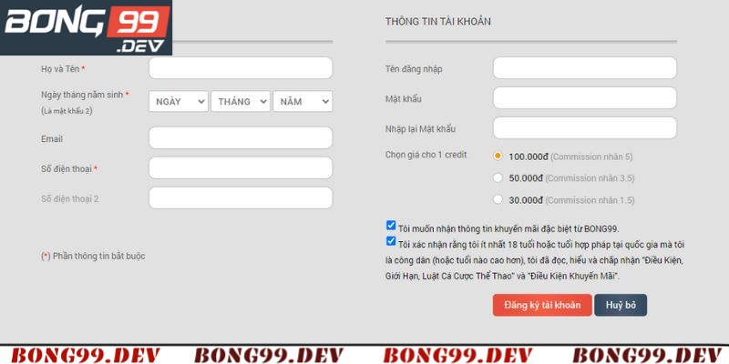 Từng bước thực hiện đăng ký Bong99 trên PC